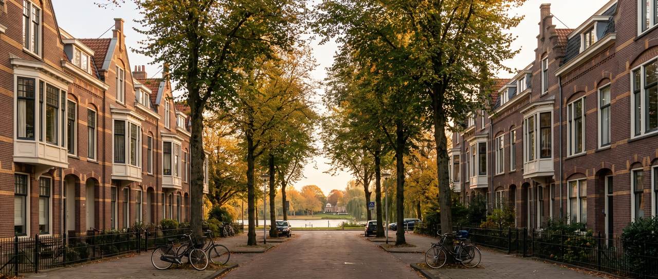 Statige vooroorlogse panden aan een lommerrijke straat in Kralingen